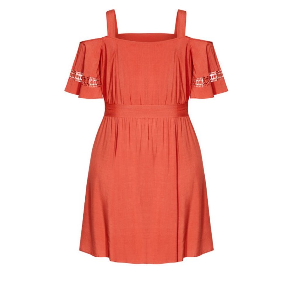 CITY CHIC Rust Cold-Shoulder Dress - Plus Size 24 NWOT - Picture 6 of 9